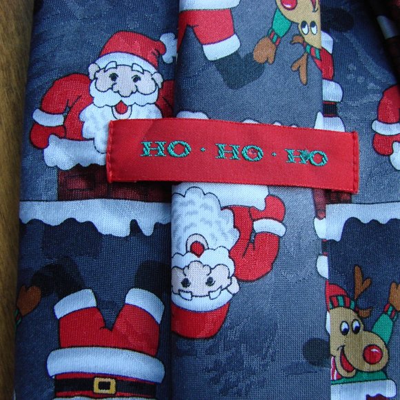 Mens Tie Christmas HOHOHO Santa Rudolph Reindeer Teachers - Picture 8 of 10